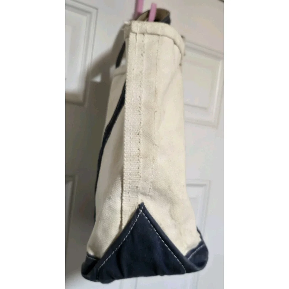 Vtg Sawtooth LL Bean Boat & Tote Bag Navy Blue White Canvas 17